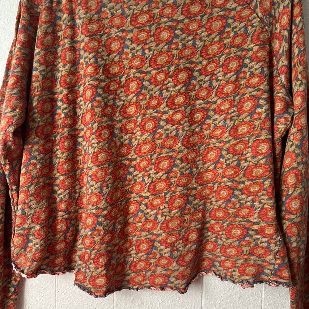 Natural Life Floral Top Womens XL Cropped Boxy Relaxed 100% Cotton Boho Slouchy - Picture 8 of 10